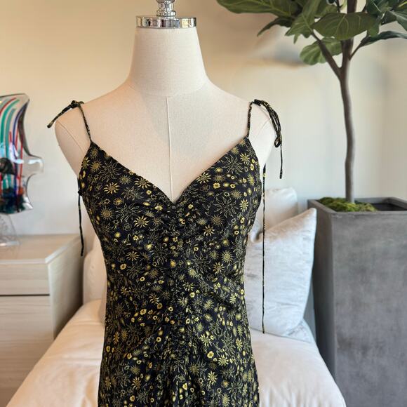 Sandro Women's Black Carolina Gathered Tie Floral-Print Maxi Dress Size 36 - Picture 6 of 8